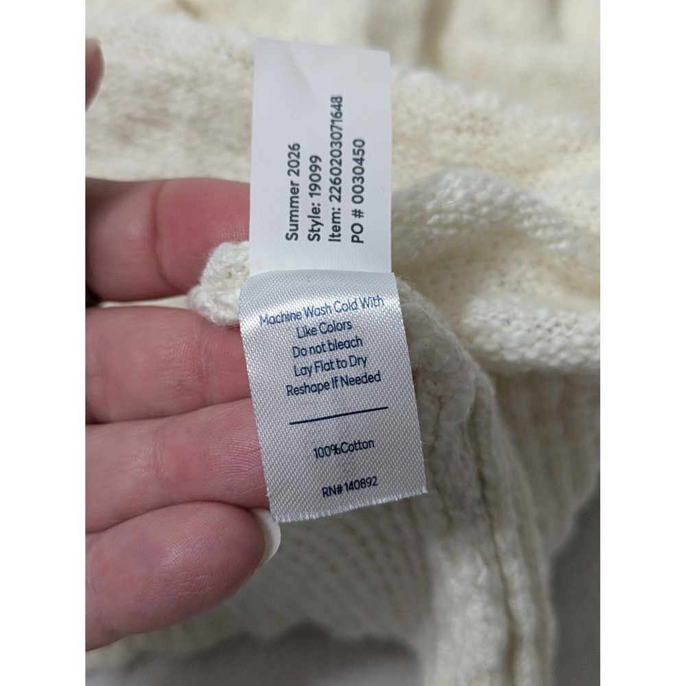 Marine Layer Sweater Cream sz M White Seabreeze Textured Knit Crewneck Pullover - Picture 7 of 10